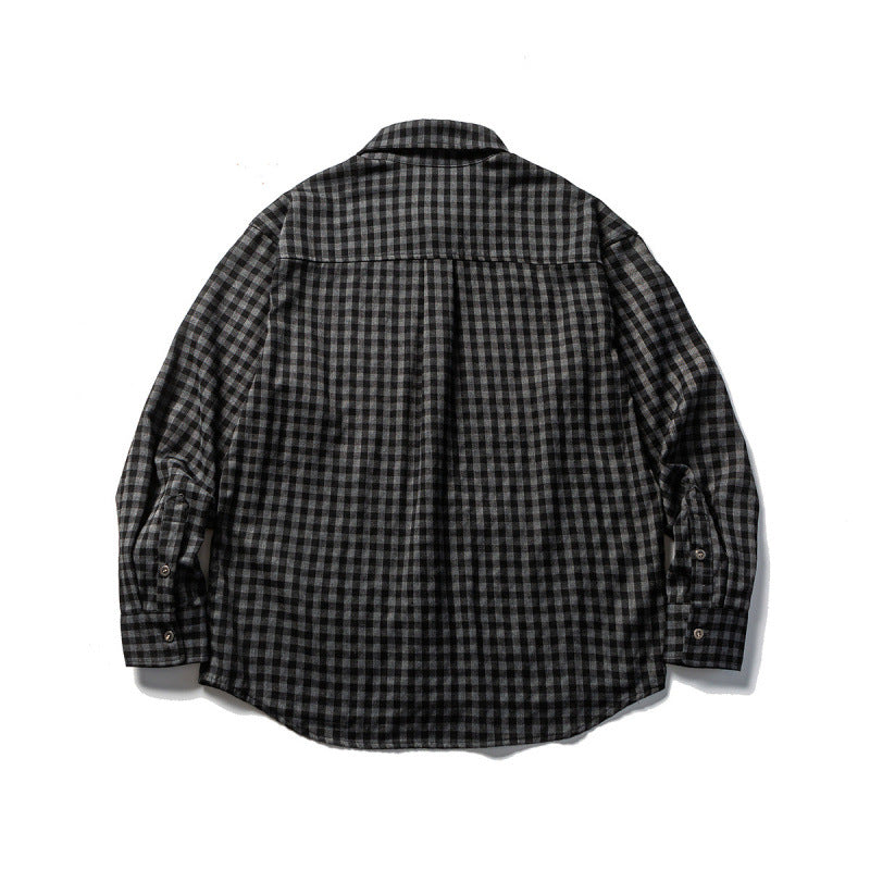 Unisex Oversize-Karo-Flanellhemd mit Hemdkragen, Button-Front und abgerundetem Saum Shop Nory