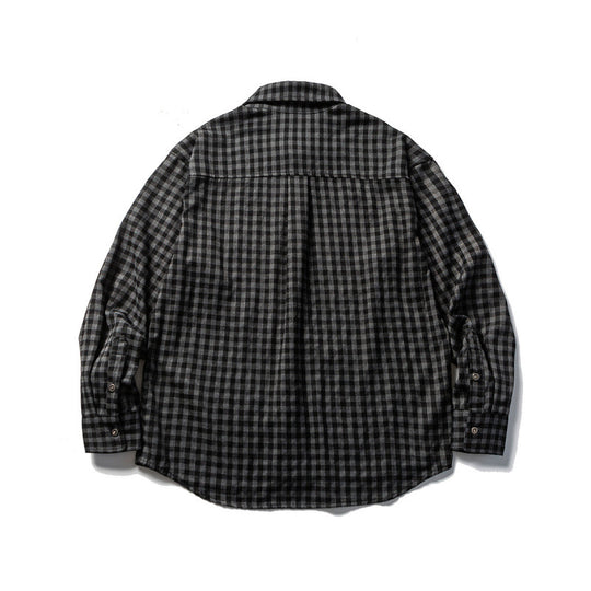 Unisex Oversize-Karo-Flanellhemd mit Hemdkragen, Button-Front und abgerundetem Saum Shop Nory