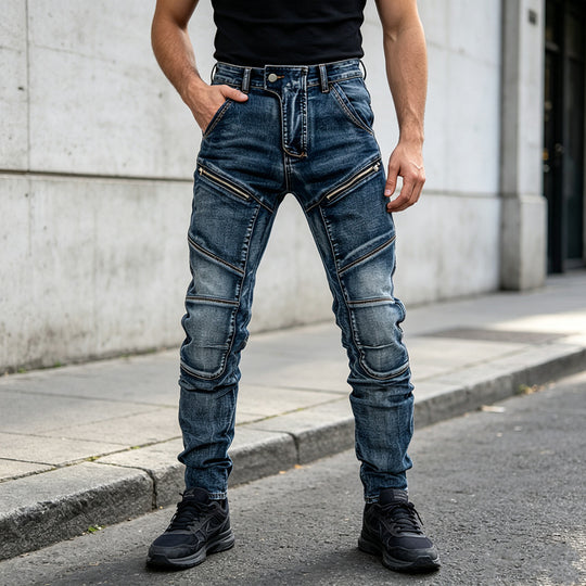 Herren Modische Jeans mit Reißverschluss-Details Shop Nory