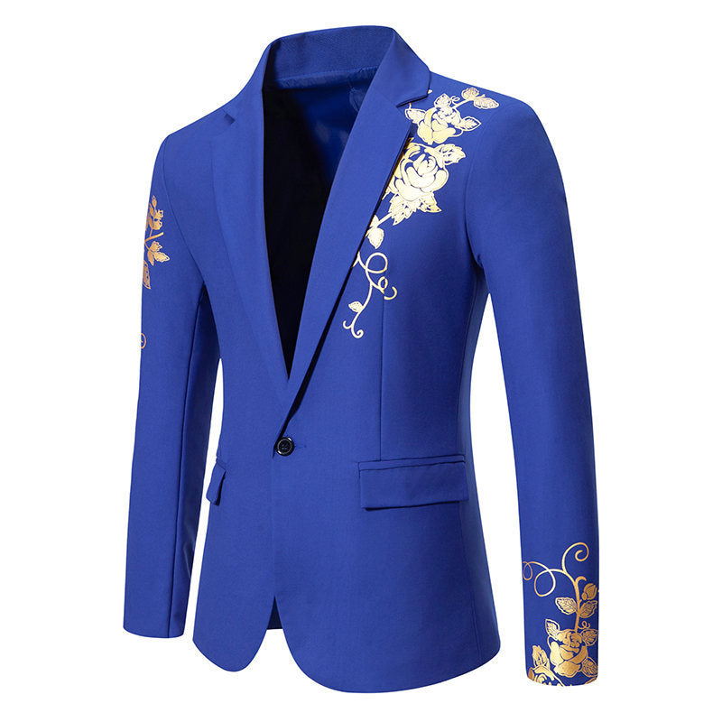 Herren eleganter Blazer mit floralem Gold-Design
