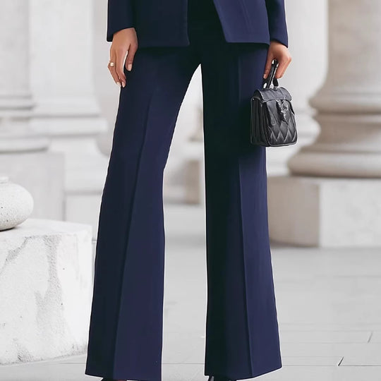 Damen Taillierter Blazer mit Stehkragen und High‑Waist ausgestellte Hose Shop Nory