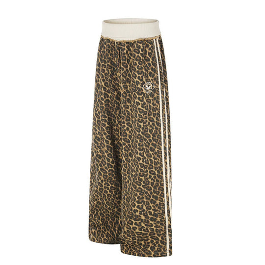 Damen weite Palazzo-Jogginghose mit Leopardenprint und elastischem Rippbund Shop Nory