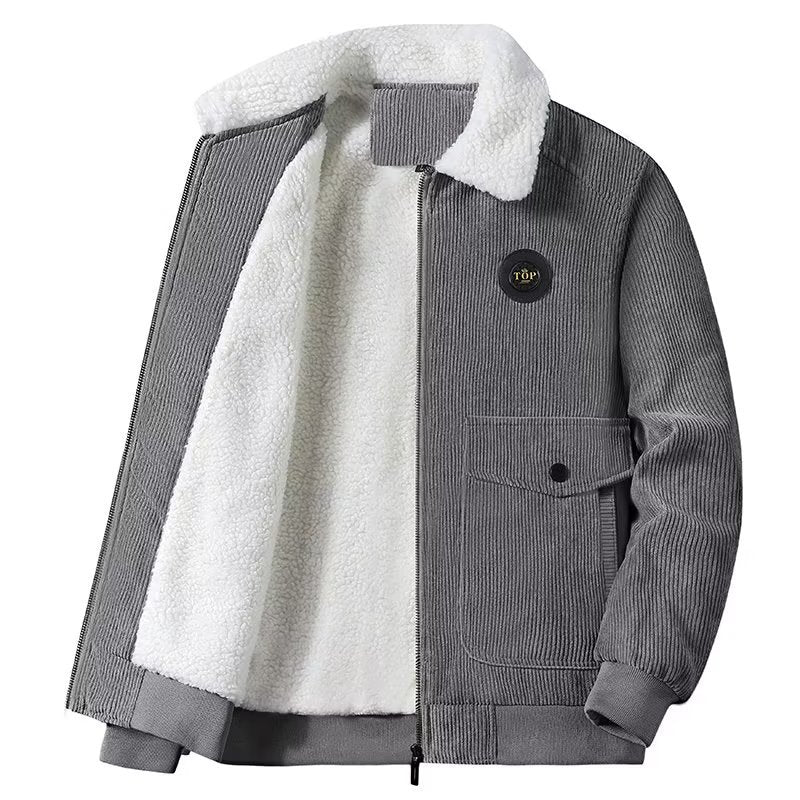 Herren Cord-Workerjacke mit Teddyfutter, Reißverschluss und Pattentasche Shop Nory