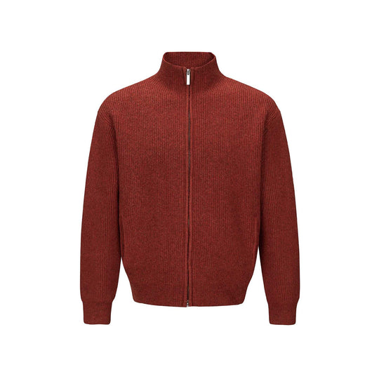 Unisex Kurzer gerippter Strickzipper mit hohem Stehkragen und schlankem Bund Shop Nory