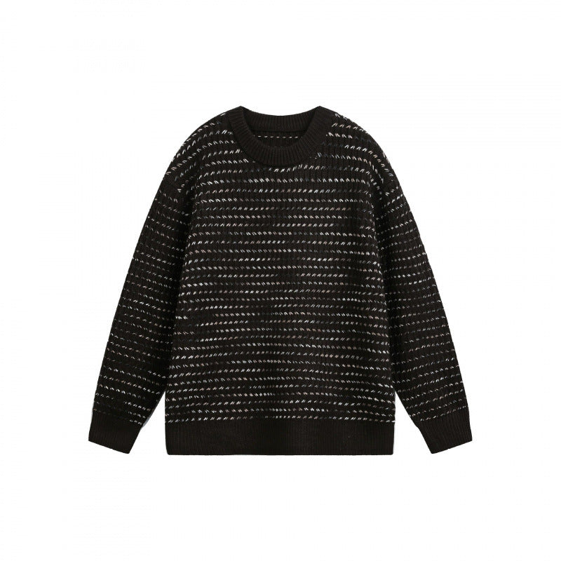 Unisex Feinstrickpullover mit strukturierter Streifenoptik und Rundhalsausschnitt Shop Nory