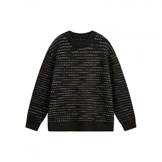Unisex Feinstrickpullover mit strukturierter Streifenoptik und Rundhalsausschnitt Shop Nory