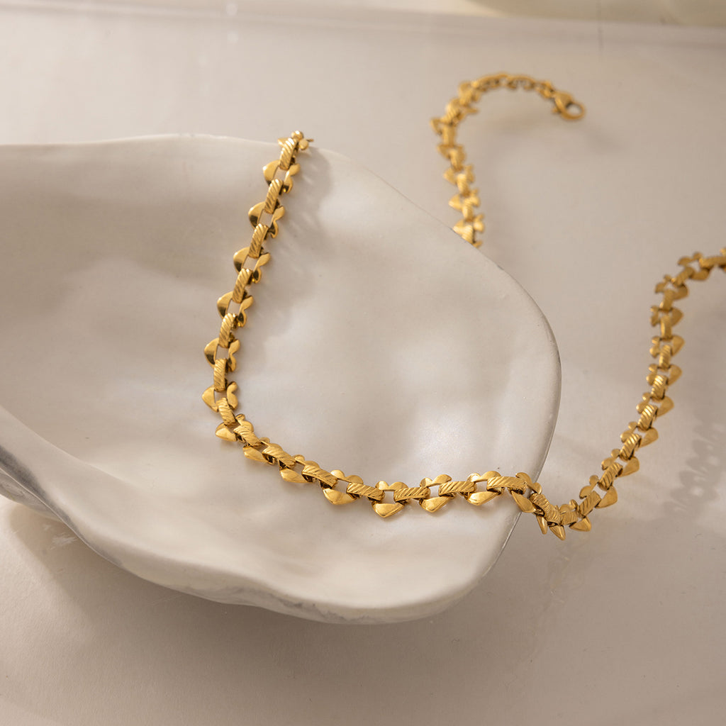 Damen Edelstahl-Halskette mit elegantem Strukturdesign Shop Nory