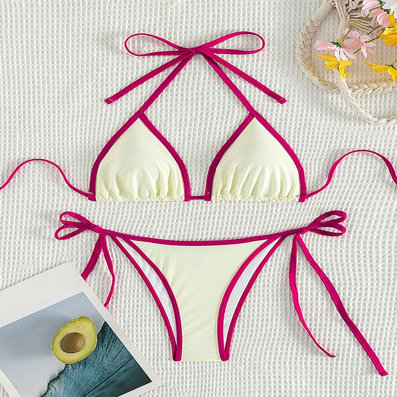 Damen Triangel-Bikini mit verstellbaren Bändern und nahtlosem Design