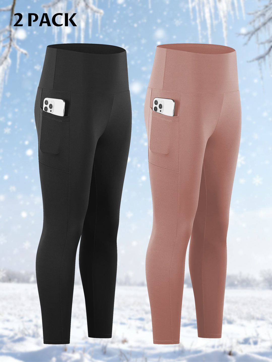 Damen Knöchelhohe Sportleggings mit hohem Bund und seitlicher Smartphone-Tasche Shopy Nory