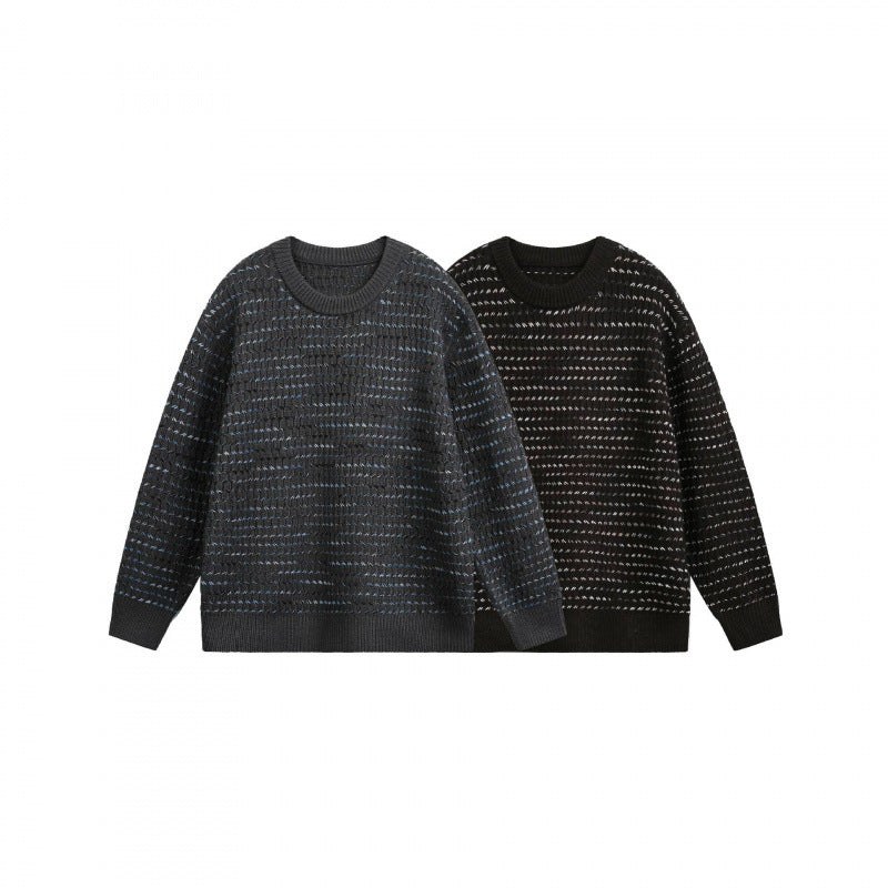Unisex Feinstrickpullover mit strukturierter Streifenoptik und Rundhalsausschnitt Shop Nory