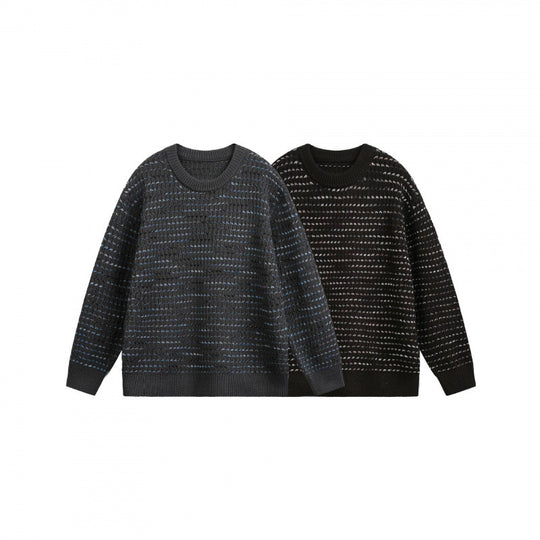 Unisex Feinstrickpullover mit strukturierter Streifenoptik und Rundhalsausschnitt Shop Nory