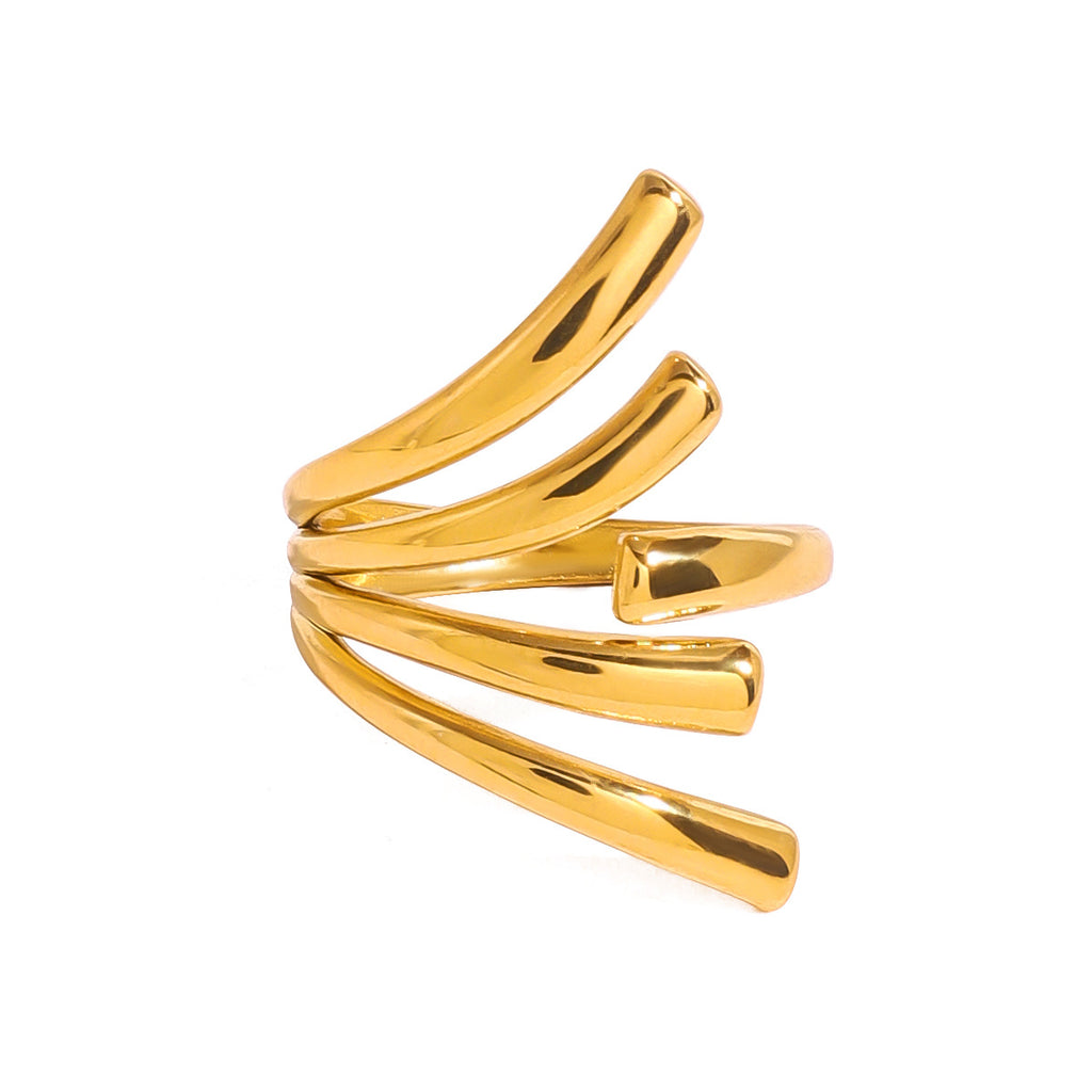 Damen Offener Ring mit modernem, geschwungenem Design aus hypoallergenem Edelstahl Shop Nory