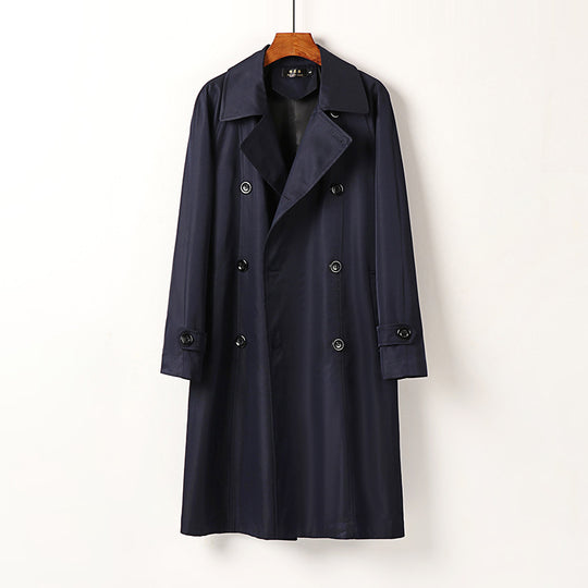 Herren Wasserabweisender Doppelreihiger Trenchcoat mit breitem Revers und knieumspielender Länge Shop Nory