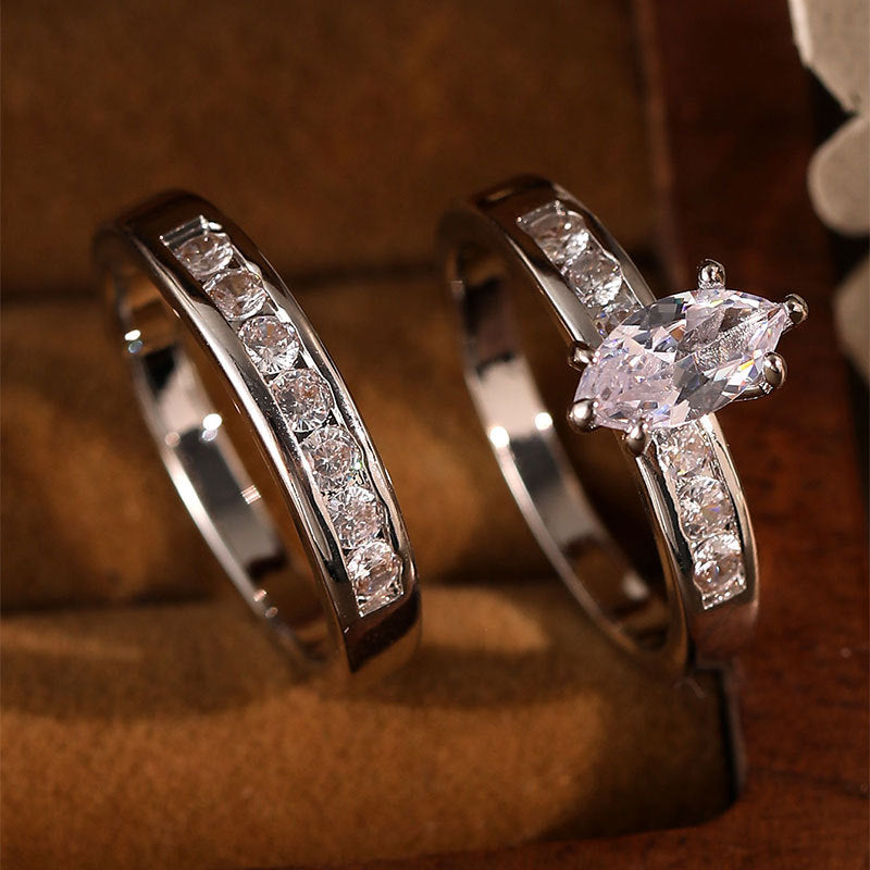Damen Elegantes Verlobungsring Set mit funkelnden Zirkoniasteinen Shop Nory