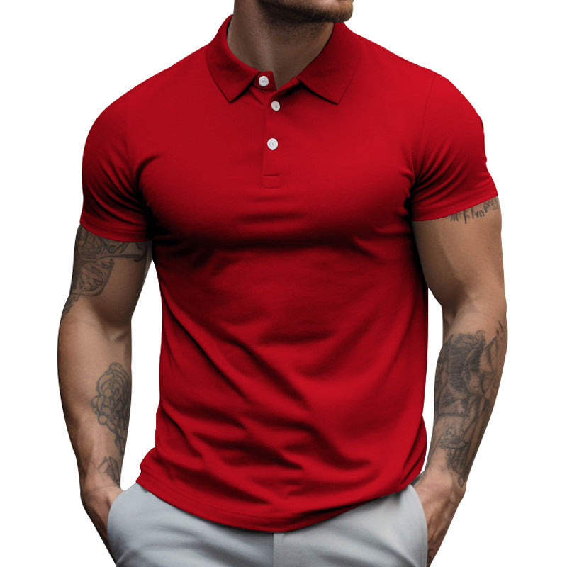 Herren nan tailliertes elastisches Piqué-Poloshirt mit klassischem Kragen