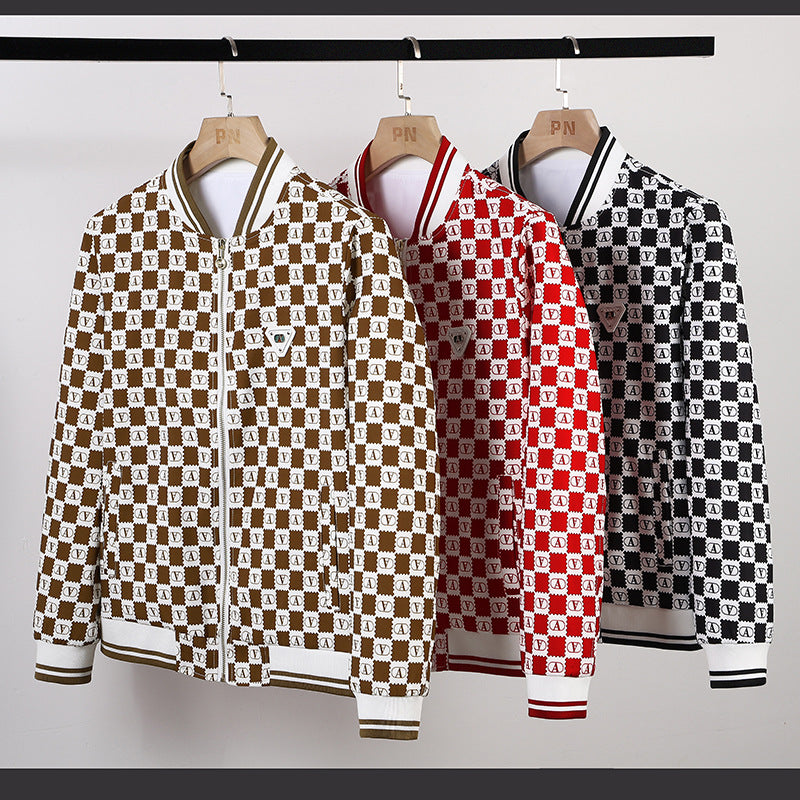 Herren bedruckte Bomberjacke im retro-inspirierten Logo-Muster mit Rippbündchen Shop Nory
