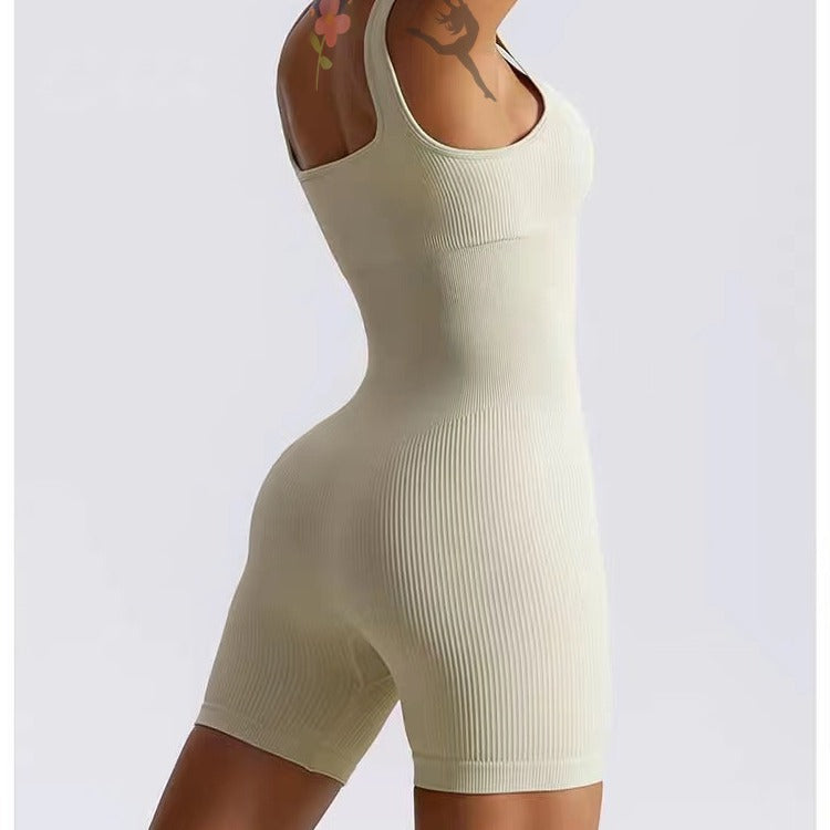 Damen Figurbetonter Sport-Bodysuit mit Rippstruktur