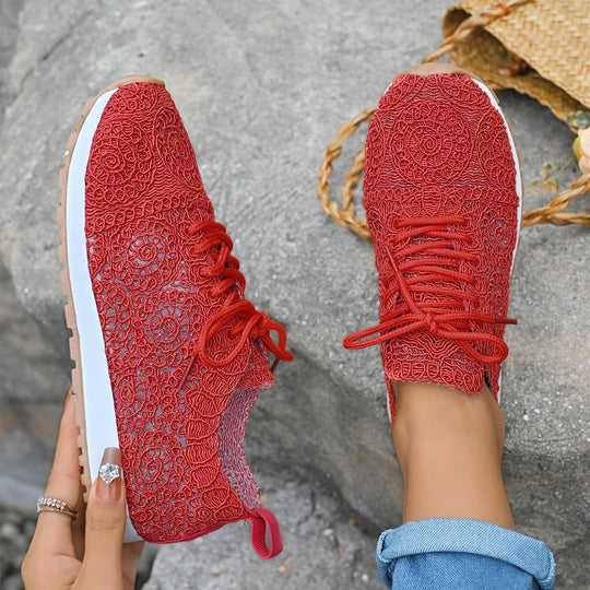 Damen Leichte Sneaker mit Häkelspitzen-Obermaterial und profilierter Gummisohle Shop Nory