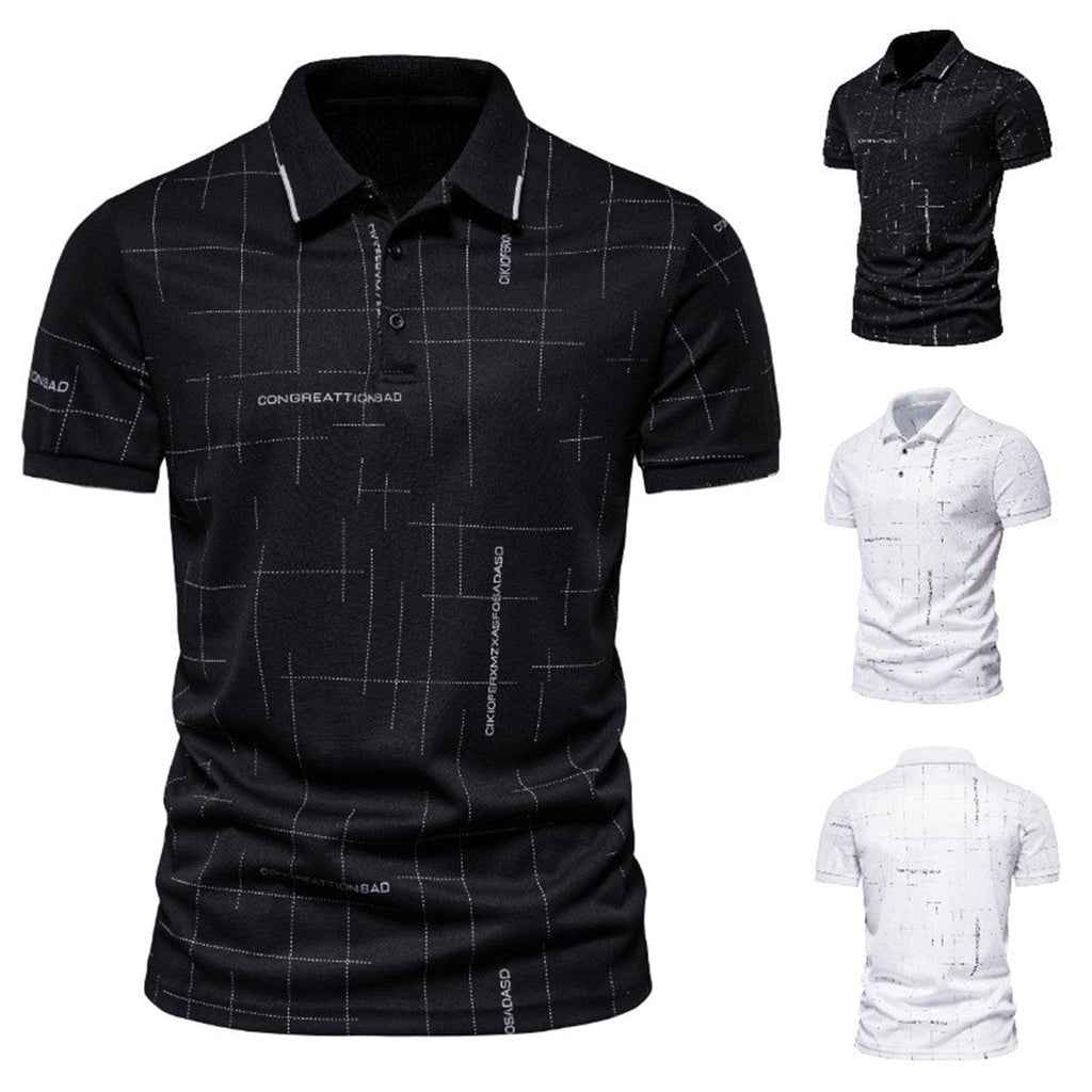 Herren Poloshirt mit modernem grafischen Druck und atmungsaktiven Eigenschaften