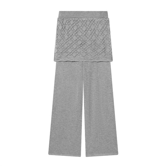 Damen Feinstrick-Loungewear-Set mit Rundhals-Pullover, weitem Palazzo und strukturierter Rock-Overlay Shop Nory