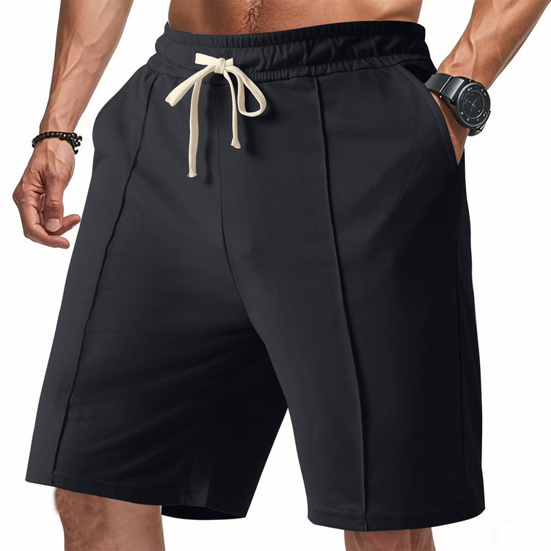 Herren nan knielange Relax-Bermuda mit flacher Bügelfalte, elastischem Tunnelzugbund und seitlichen Eingrifftaschen