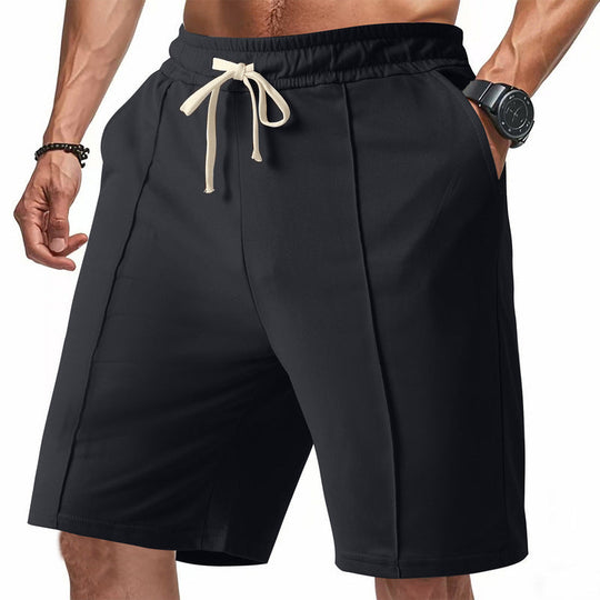 Herren nan knielange Relax-Bermuda mit flacher Bügelfalte, elastischem Tunnelzugbund und seitlichen Eingrifftaschen