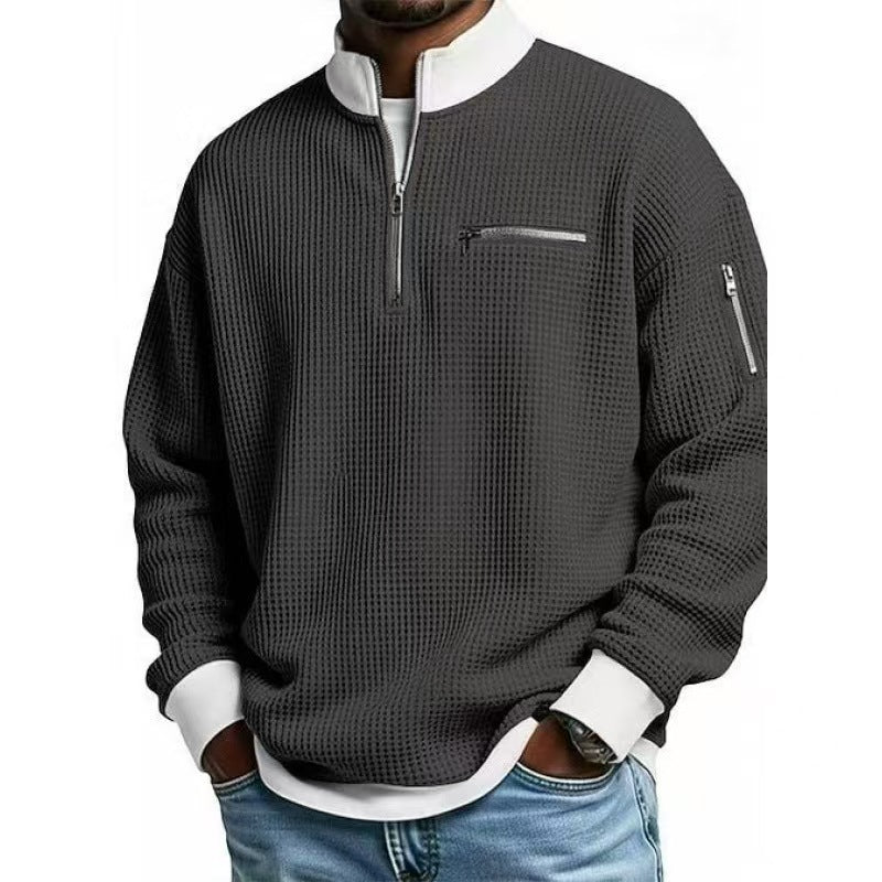 Herren Sweatshirt mit hohem Kragen und praktischem Reißverschluss