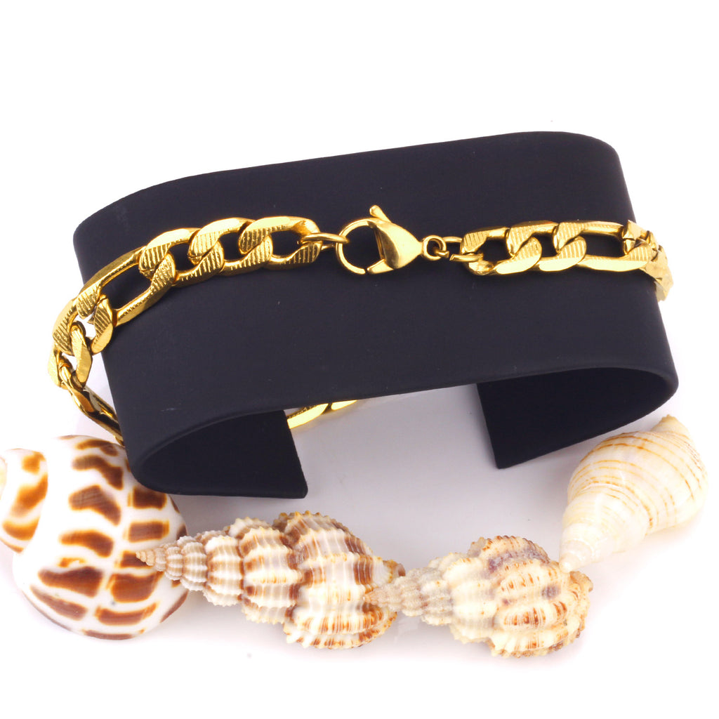 Damen Edelstahl Armband mit 18k goldplattierten Akzenten und verstellbarem Verschluss Shop Nory