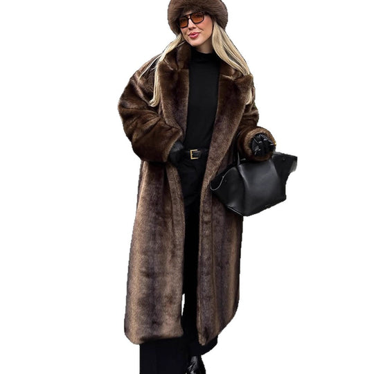 Damen Luxuriöser langer Kunstpelz-Mantel mit Oversize-Schnitt und wärmender Fütterung Shop Nory