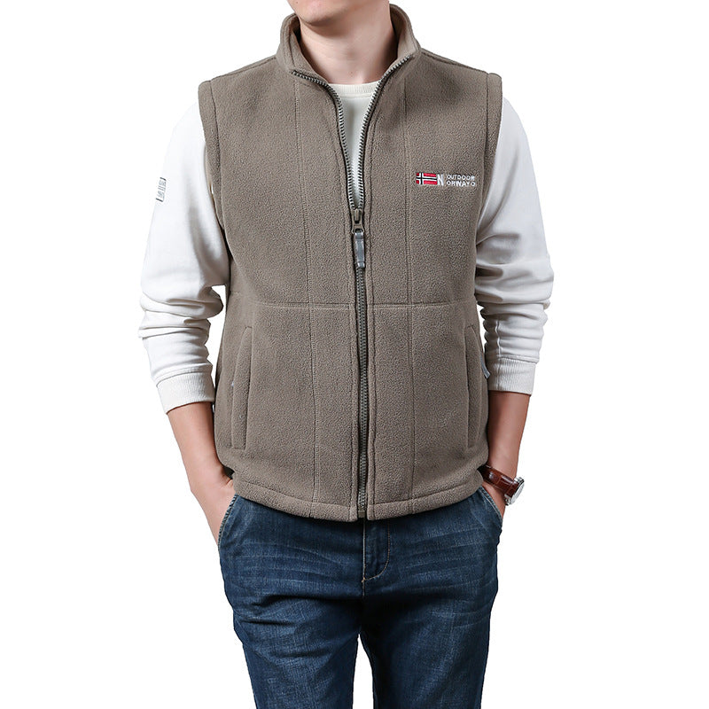 Herren Warme Fleece-Outdoorweste mit durchgehendem Reißverschluss und Stehkragen Shop Nory