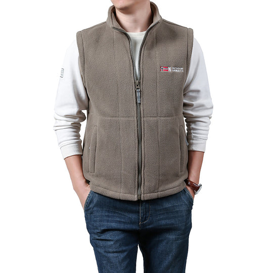 Herren Warme Fleece-Outdoorweste mit durchgehendem Reißverschluss und Stehkragen Shop Nory