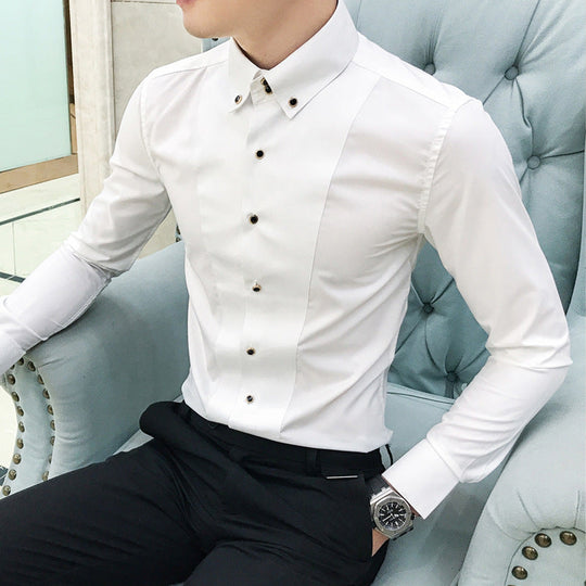 Herren Elegantes Langarmhemd mit feinen Knopfdetails