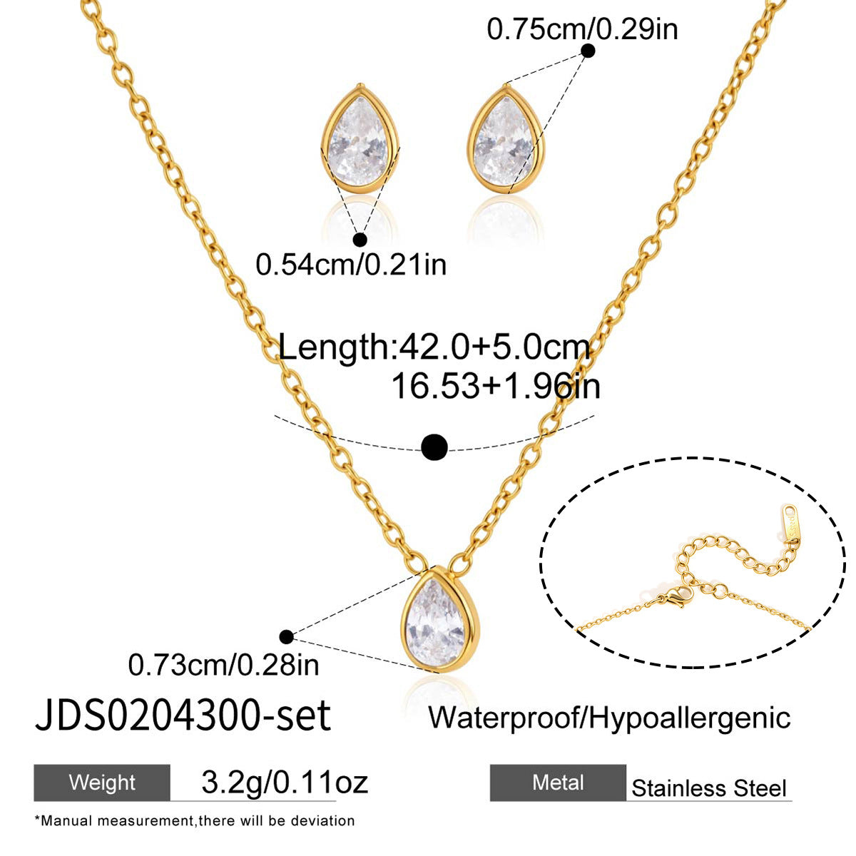 Damen Geschenkset mit Halskette und Ohrsteckern aus hypoallergenem Edelstahl Shop Nory