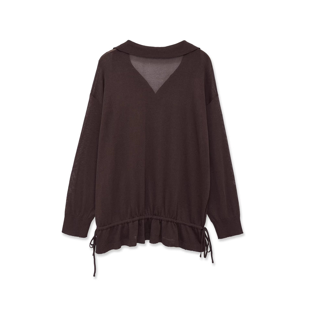 Damen Oversize‑Pullover mit Polokragen, V‑Ausschnitt und Tunnelzugsaum Shop Nory