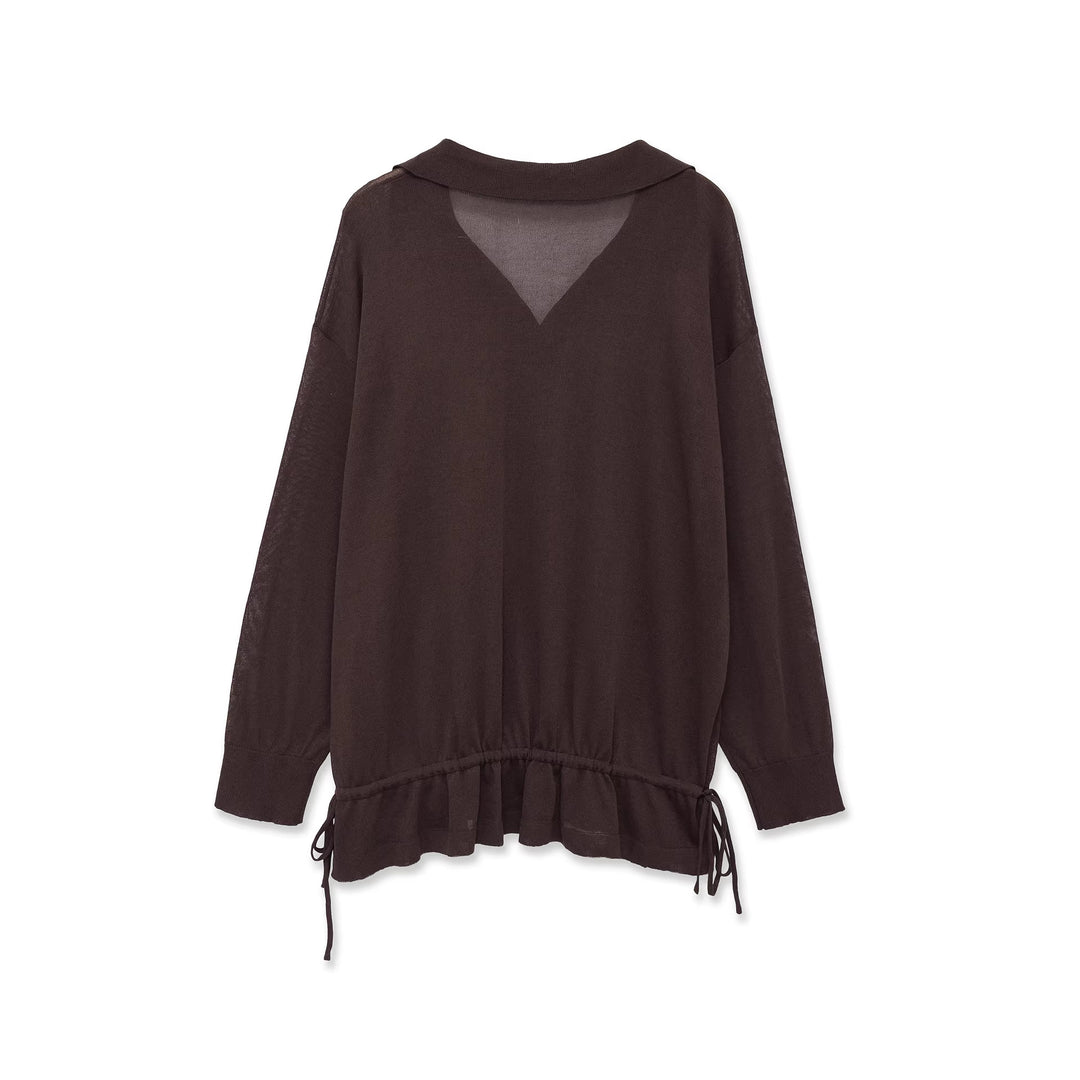 Damen Oversize‑Pullover mit Polokragen, V‑Ausschnitt und Tunnelzugsaum Shop Nory