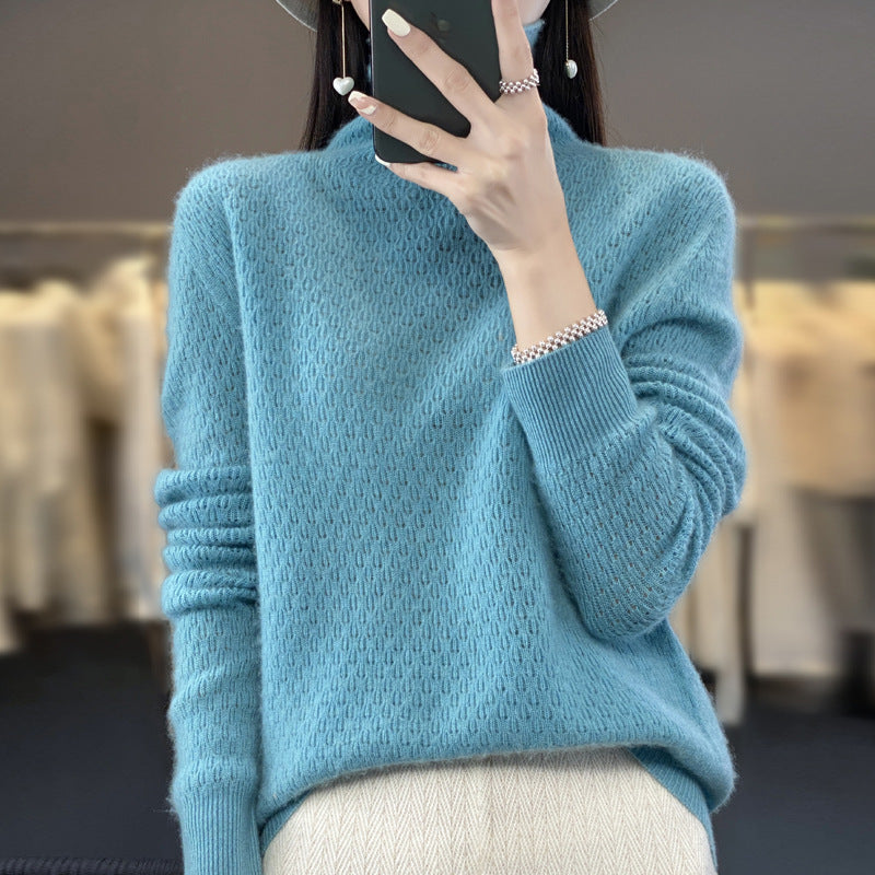 Damen Weicher Feinstrick‑Mockneckpullover mit flauschiger Mohair‑Optik, zarter Wabenstruktur und legerer Oversize‑Passform Shop Nory