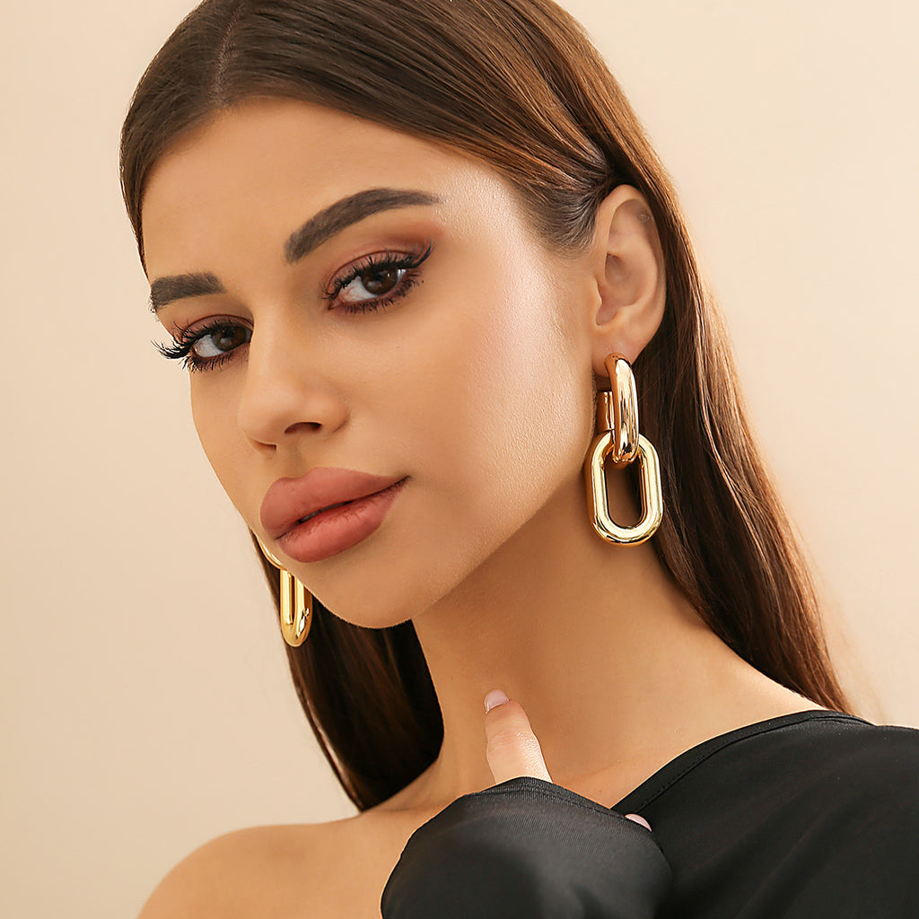 Damen Modische Statement-Ohrringe aus Metall mit Ketten-Design Shop Nory