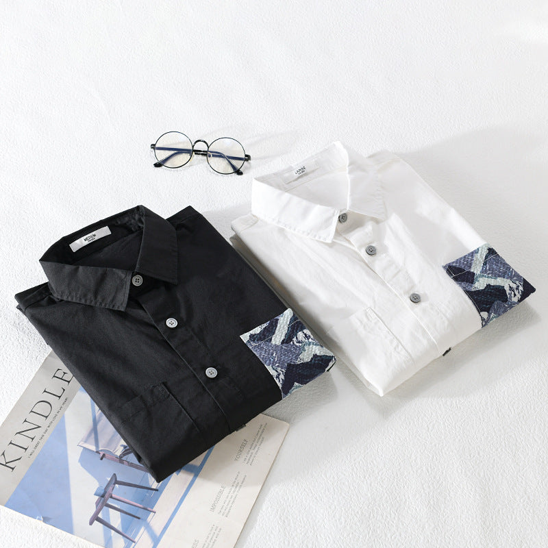 Herren Leichtes Baumwoll-Overshirt mit kontrastierter Patch-Brusttasche im Layering‑Stil Shop Nory