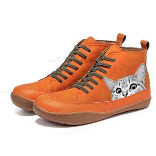 Damen High-Top Sneaker mit geprägtem Katzenmotiv weiches Kunstleder und gepolstertes Komfortfußbett Shop Nory