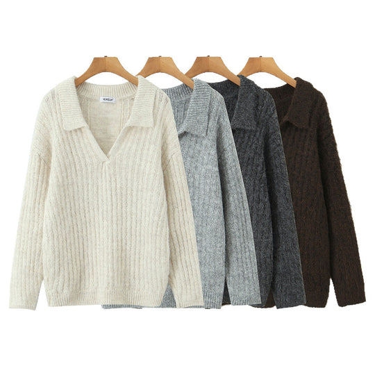 Damen Oversize-Grobstrick-Set mit Polokragen und Midirock Shop Nory