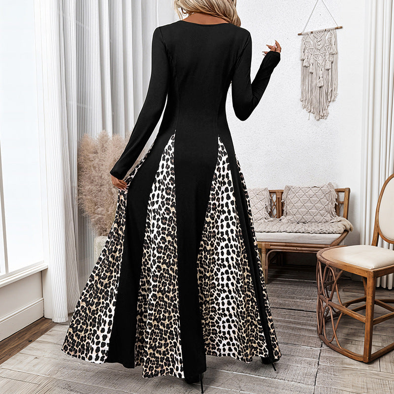 Damen Maxikleid mit eingesetzten Animal-Print-Panels und quadratischem Ausschnitt Shop Nory