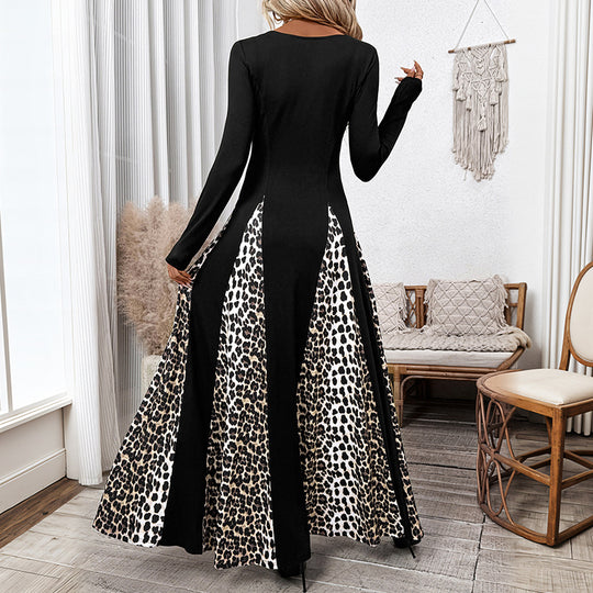 Damen Maxikleid mit eingesetzten Animal-Print-Panels und quadratischem Ausschnitt Shop Nory