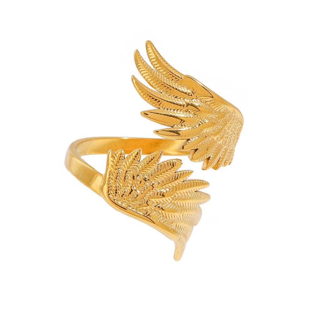 Damen offenes Edelstahlarmband mit gefiedertem Design Shop Nory
