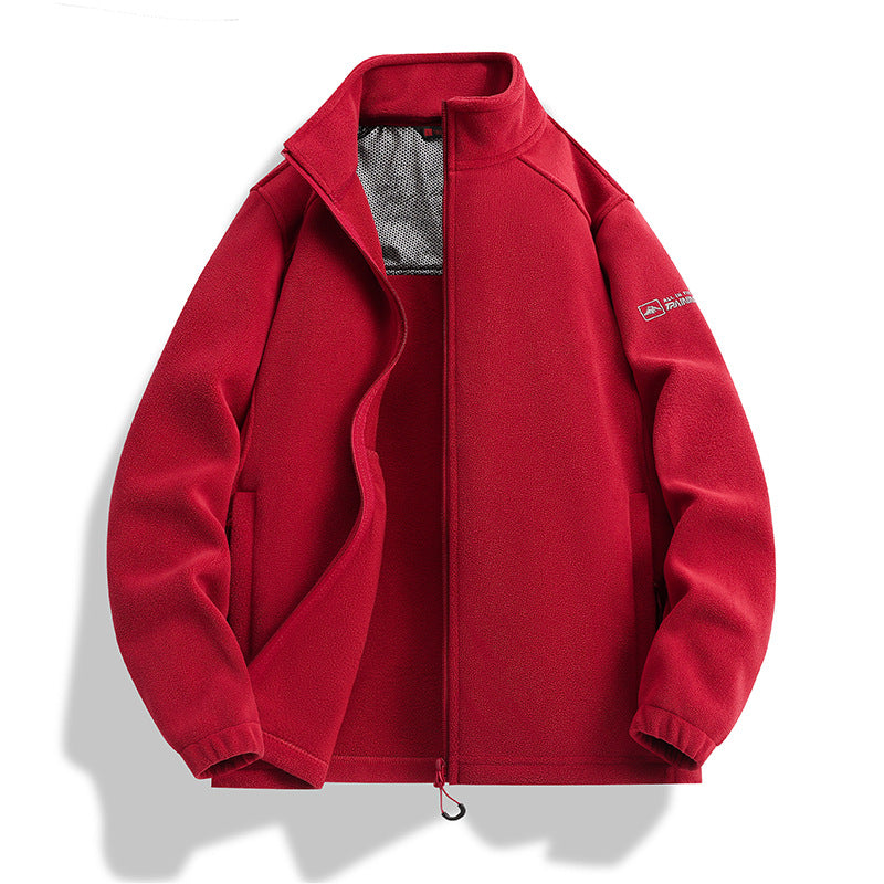 Herren Fleecejacke mit Stehkragen, Windabweisender Microfleece und Reißverschlusstaschen Shop Nory