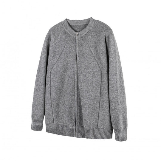 Unisex Gepflegte Strick-Zipjacke im Oversize-Bomberstil mit Rundhalsausschnitt Shop Nory