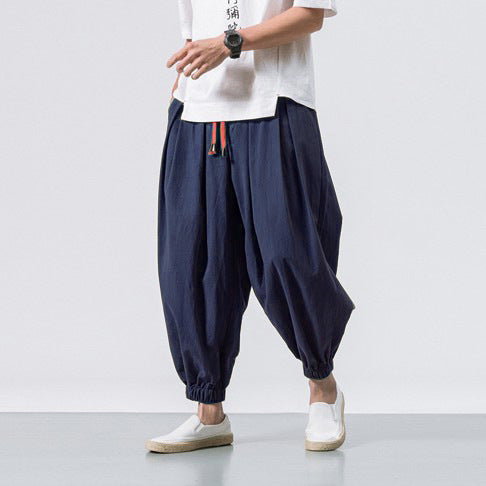 Herren ausgefallene Ballonhose im Haremstil mit Faltenwurf, elastischem Bund und Kordelzug Shop Nory