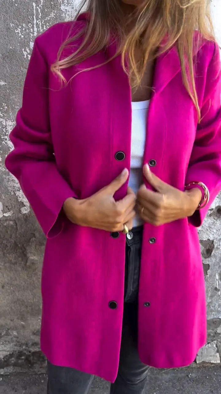 Einfarbige Mid Length Strickjacke