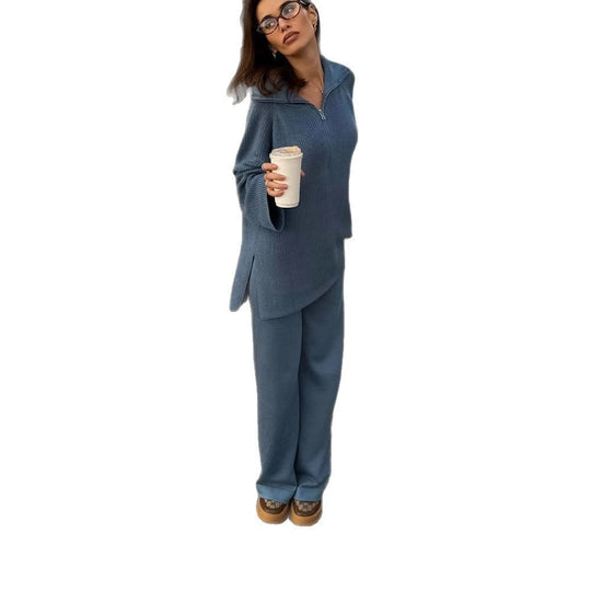 Damen Strick‑Tunika mit halbem Reißverschluss und weitem Stehkragen Shop Nory