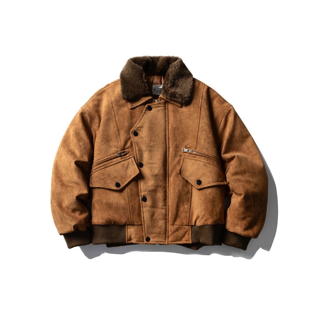 Herren Wattierter Fliegerblouson mit Kunstfellkragen, Velours‑Suede Optik und Utility‑Taschen Shop Nory