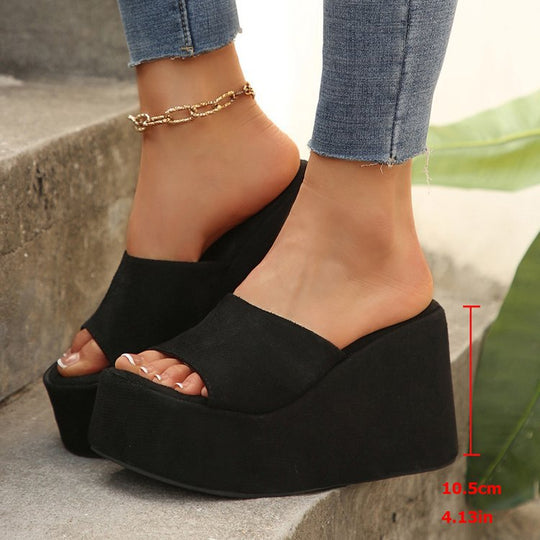 Damen Plateau-Sandalen mit transparentem Riemen und rutschfester Sohle